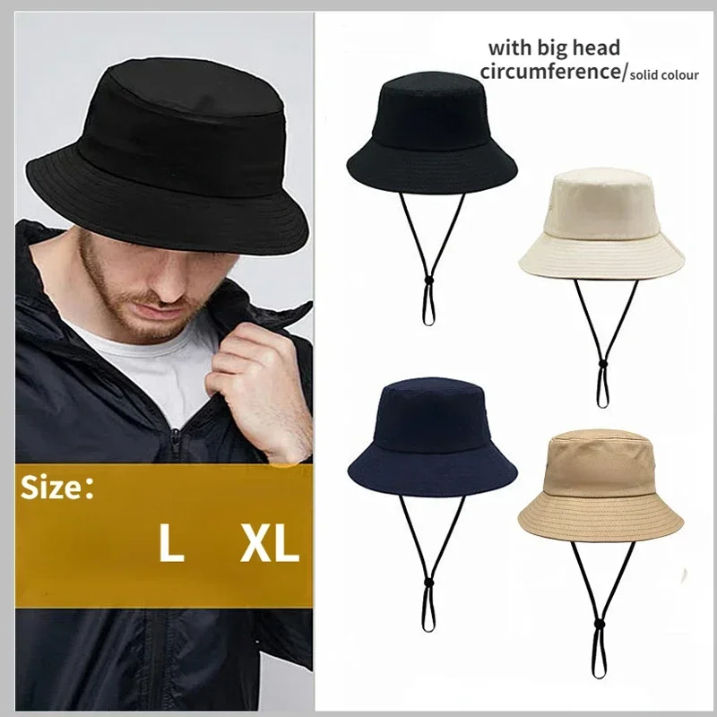 Bob Big Head  Bucket Hats 61CM for Men Women Summer Mountaineering Hat with String Large Panama Custom Logo French Bob Wholesale