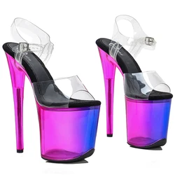 Leecabe 20cm/ 8 pollici tomaia in pvc trasparente sexy sandali con tacco alto scarpe da pole dance