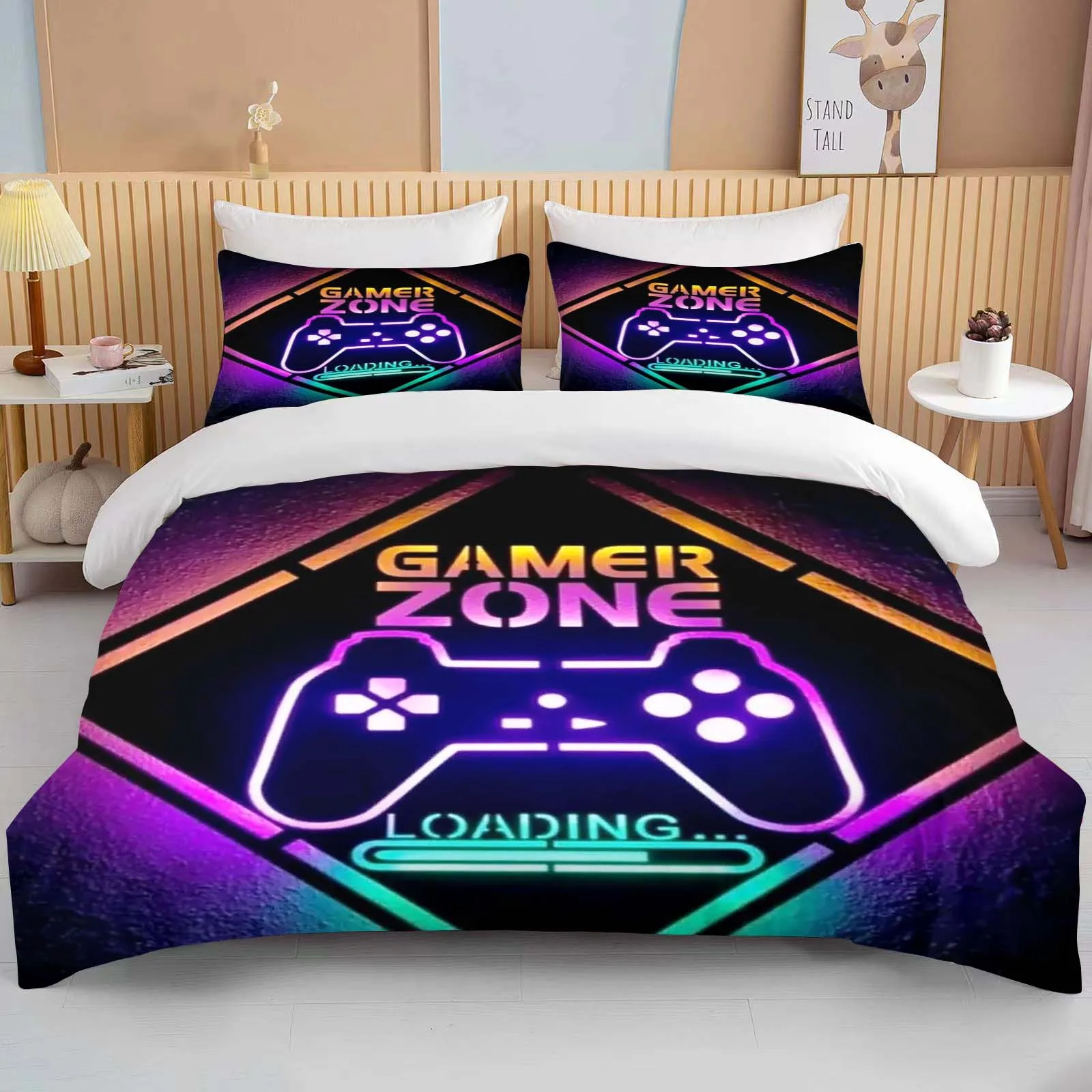 

Colorful Game Controller Print Bedding Set 3PC 1 Duvet Cover 2 Pillowcases Adult And Children Bedding Set Luxury Holiday Gifts