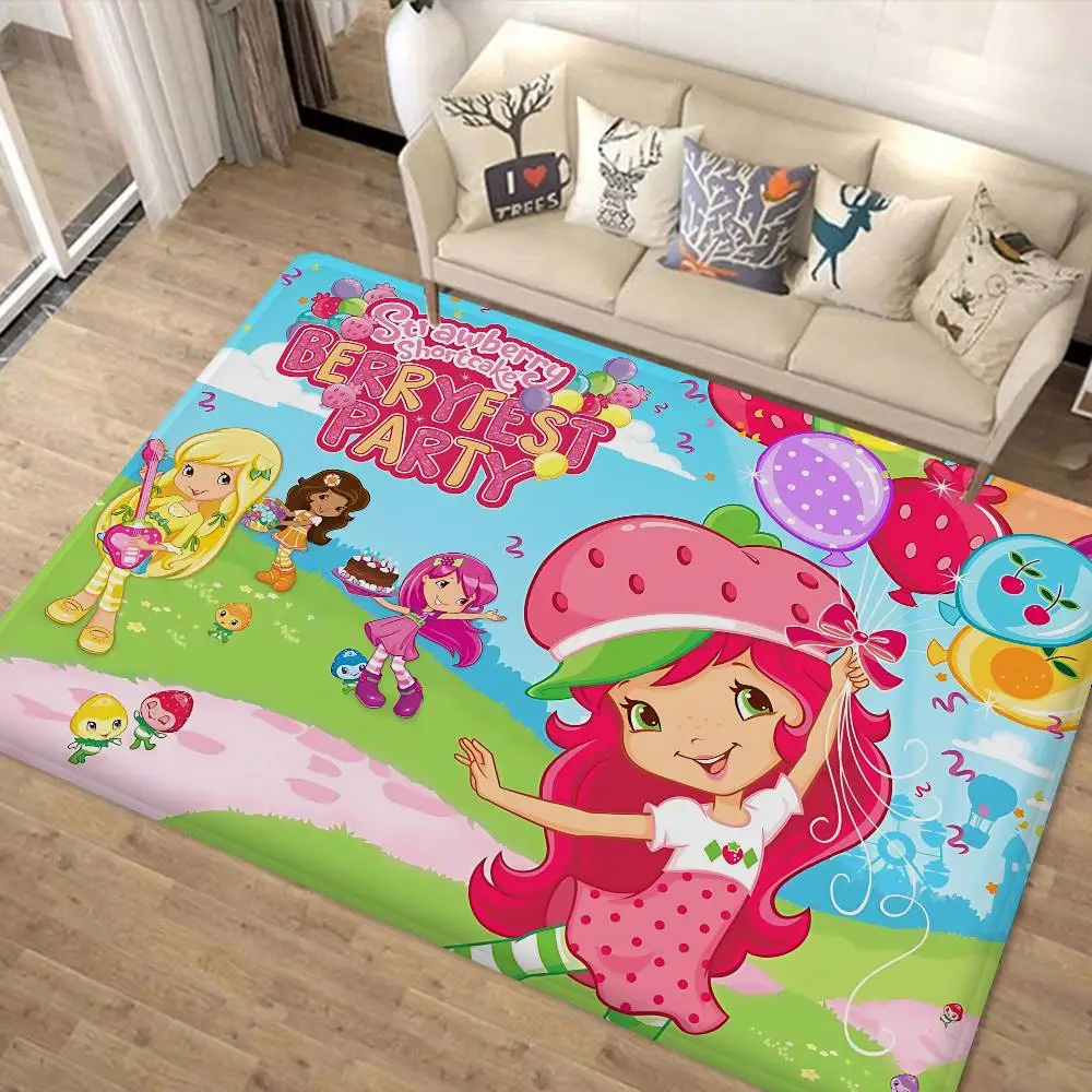 S-Strawberry Pink Girl Door Mat Nordic Style Bedroom Living Room Doormat Home Balcony Anti-Slip Alfombra