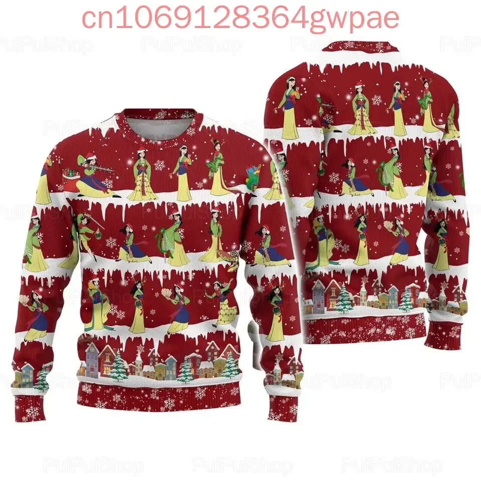 Disney Mulan Princess Christmas Ugly Sweater Men's Womens 3d Ugly Sweater Mulan Ugly Christmas Sweater Anime Xmas Gifts Sweater