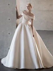 Gentle A Line Wedding Dresses For Woman Off The Shoulder Bride Gowns Fuffy Pleat Elegant Formal Beach Party Vestidos De Novia