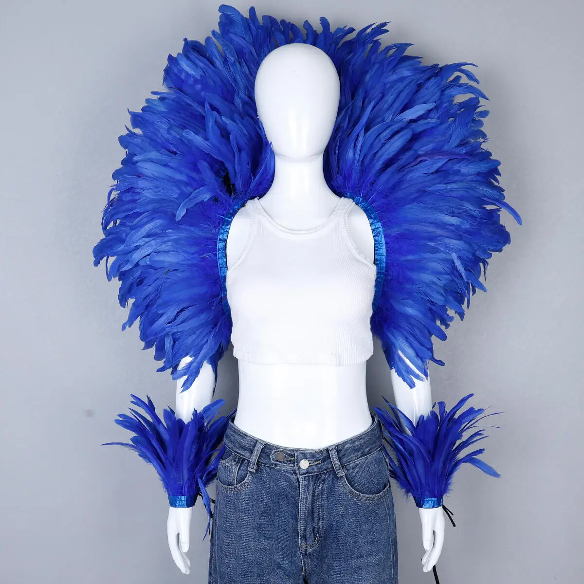 Party Karneval Elegante Damen Schal 2-teiliges Set Cosplay Feder Punk Halloween Masken Ball Feder Punk Karneval Party Set neue – Detail 12