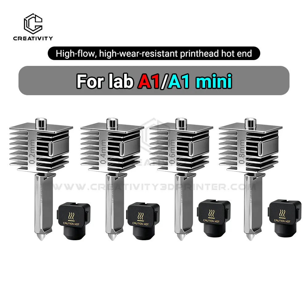 Hotend Kit For Bambu Lab A1 A1 Mini One-Pieace Stainless Steel Nozzle Hotend 0.2/0.4/0.6/0.8mm For Bambulab A1 A1Mini 3D Printer