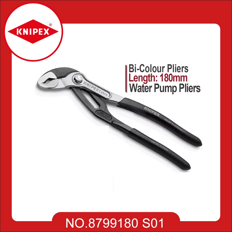 

Genuine PartsKNIPEX Cobra High-Tech Water Pump Pliers 180mm Bi-Colour Xmas White Box Tools 87 99 180 S01