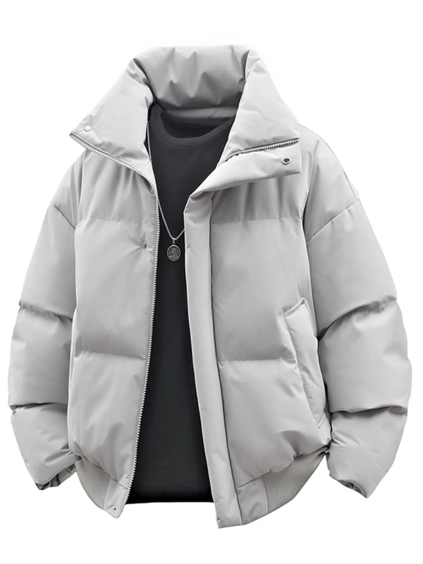 

Зимняя утепленная куртка с воротником-стойкой для мужчин, повседневная, с наполнителем из полиэстера, теплая, с длинными рукавами, Cleanfit