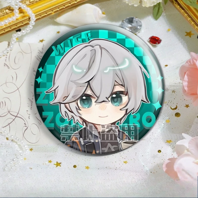 58mm Zenless Zone Zero Q Version Tin Badge Lycaen Seth Game Character Badge Anime Game Fan Collectible Brooch Pin Accessory Gift