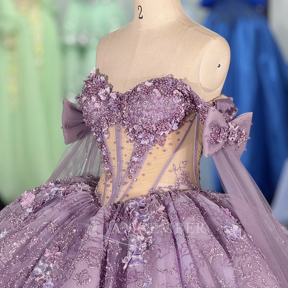 Fata Viola Abiti Da 15 Quinceañera Fantasy Abiti Da 15 Xv Años Principessa In Pizzo Dolce 16 Abito Charro Prom 2025 Personalizzato