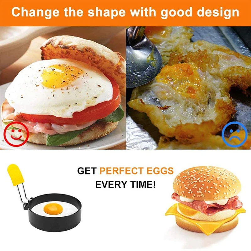 LMEETJMA 4Pcs Egg Rings for Frying Eggs Stainless Steel Nonstick Round Egg Cooker Ring For Frying Eggs and Egg Mcmuffins JT86
