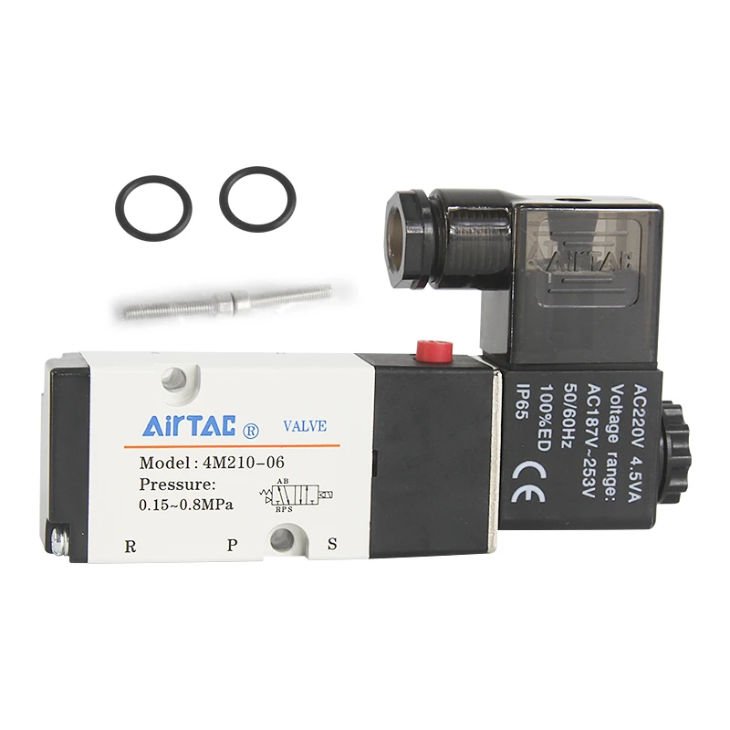 

Original Airtac 4M210-08 Pneumatic Solenoid Control Valve 220V Two Position Five Way Directional Valve 24V Coil