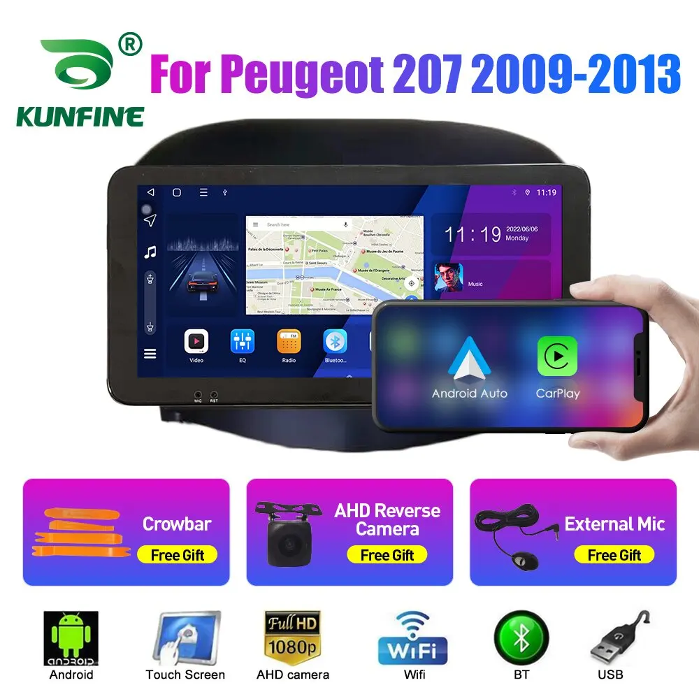 

Автомобильный радиоприемник 10,33 дюйма для Peugeot 207 2009-2013 2Din Android Восьмиядерный автомобильный стерео DVD GPS навигатор плеер QLED экран Carplay