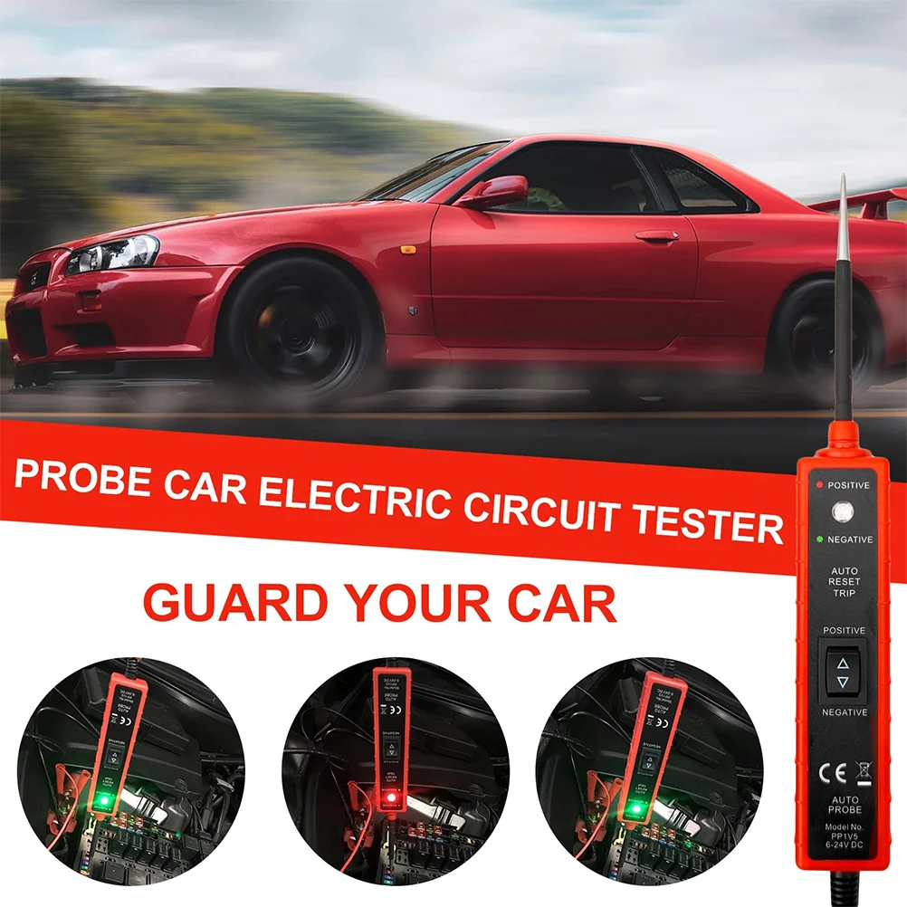 

Car Electrical Tester 12V Voltage Injector Probe Circuit Relay Tools DC6-24V Diagnostic Cable Positive Negative