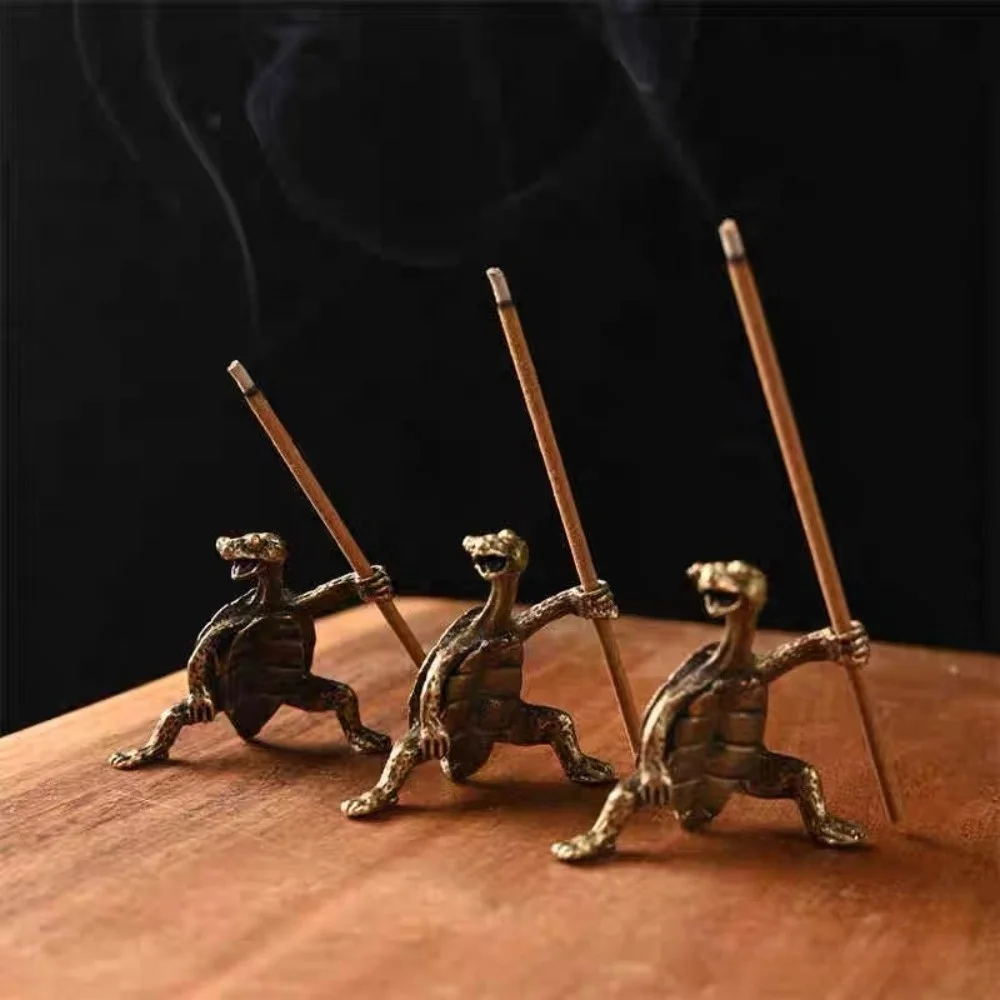 Battle Turtle Incense Holder, Medieval Metal Incense Tray, Unique Sculpture Decor for Home, Office, Meditation
