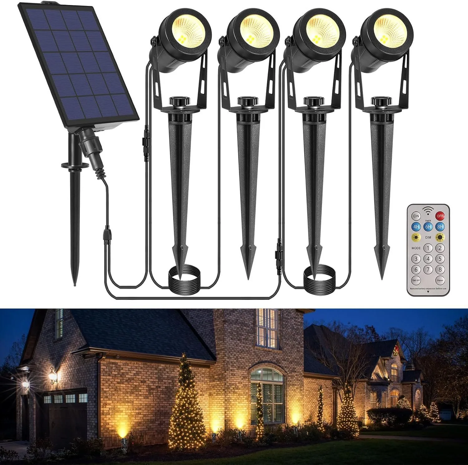 Outdoor Solar LED Light IP65 Garden Landscape Pathway Wall Lamp With Remote Control For Tree Decor Yard Street Solar Spotlight