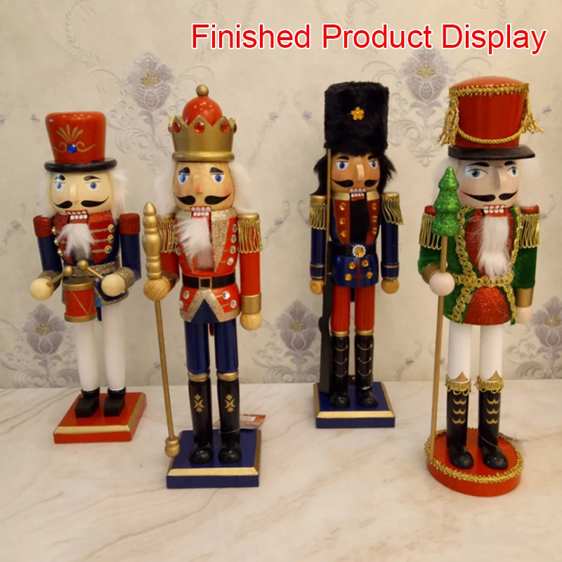 DIY 12CM Wooden Nutcracker Doll Soldier Shape Puppet Handmade Craft Decoration