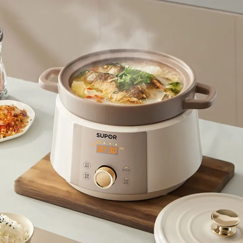 4L Ceramic Household Electric Slow Cooker Multi-Functional Soup Pot Porridge Maker Large Capacity Kitchen Appliance view 6