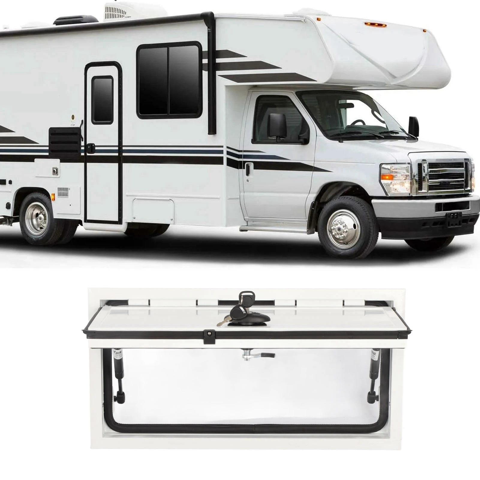 باب تخزين حجرة تخزين RV 24x12 بباب مربع عالي التحمل مع شريط دعم وقفل أمان للمقطورة المتنقلة #6