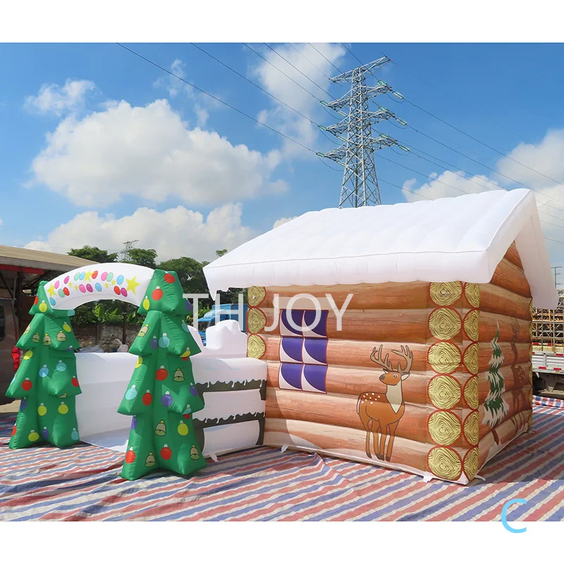 white Christmas decorating Inflatable Santa Grotto, customized inflatable Christmas house