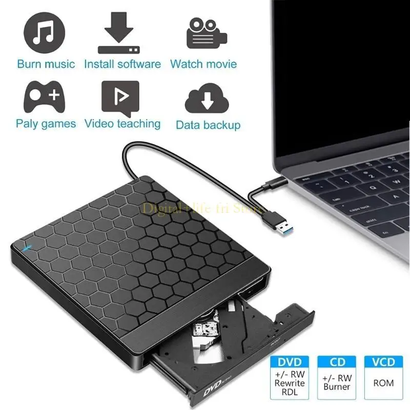

E06D Внешний DVD -диск для ноутбука 6 в 1 DVD -плеер USB для диска для ноутбука