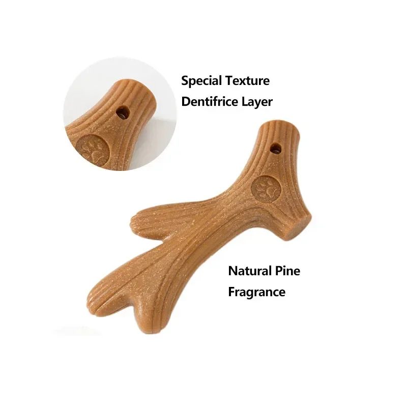 Pet Dog Chew Toys Molar Teeth Clean Stick Interesting Pine Wood Antlers Bone Bamboo Shoot Shape Chewable Puppy Interactive Game