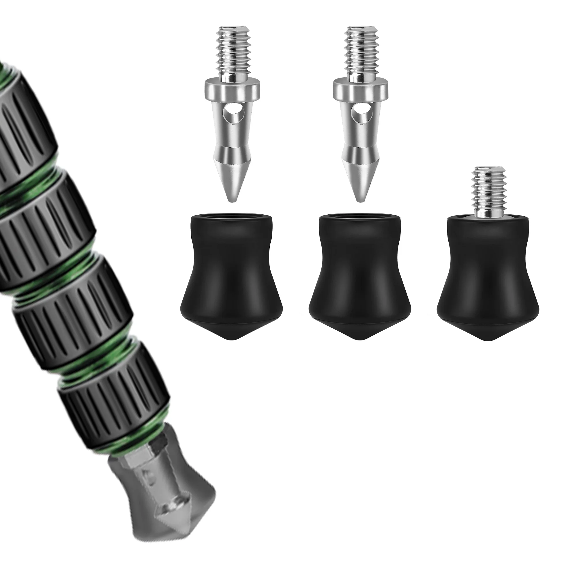 Manbily 3 Stück 3/8 Zoll rutschfeste Gummifüße und Metall-Spike-Stative, Zubehör für Kamerastativ, Einbeinstativ, C555L, A555L