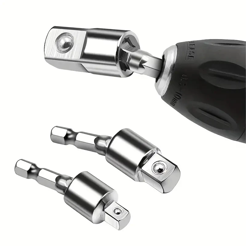 360°electric Drill Air Screwdriver Sleeve Universal Adapter Hexagonal Handle to Square Head Rotary Adapter Connect Rod Tool