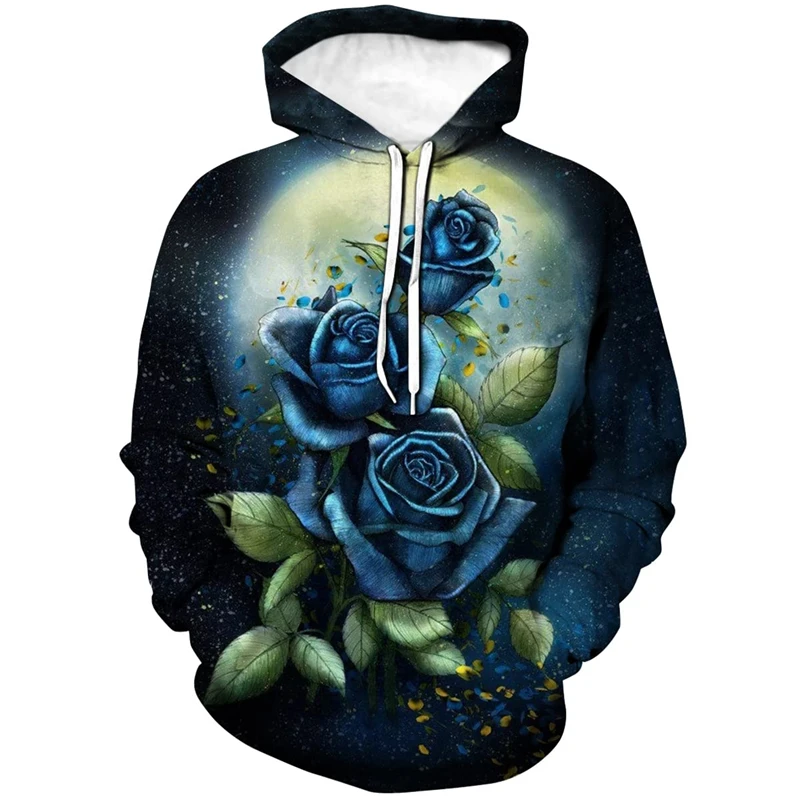 Rose Flower 3D Print Hoodies Men Women Oversized Fresh Casual Hoodie Pullovers Hooded Sweatshirts Tracksuit Coats Kid Clothing