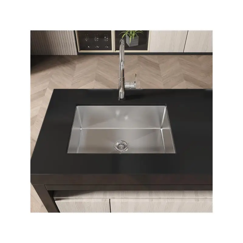 

27"x19" Undermount Handmade Single Bowl Stainless Steel Sink in Brushed Nickel with Standard Drain and Hooks, Weekend Shipping