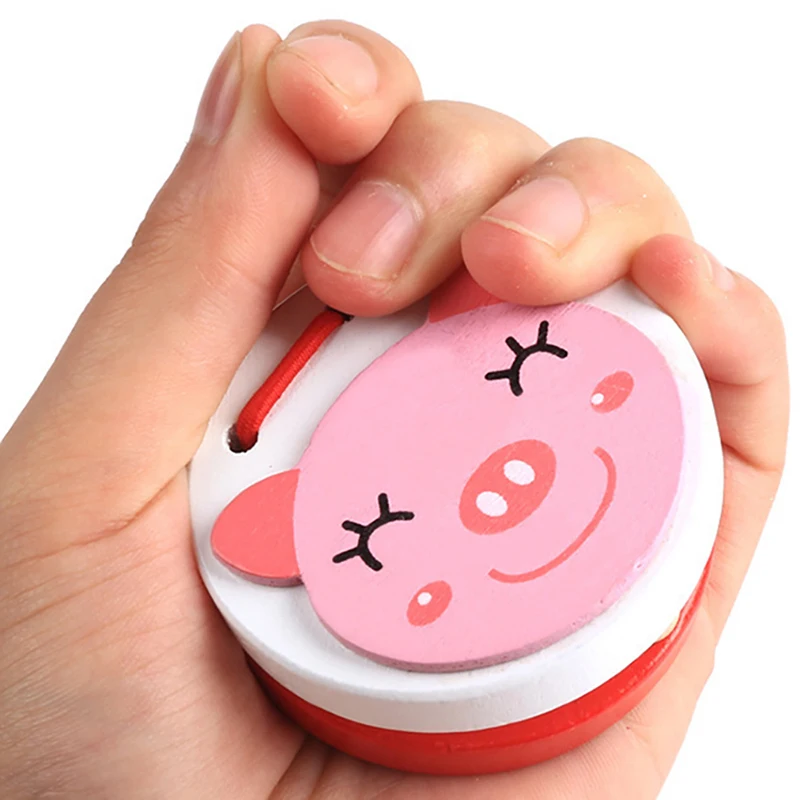 Cartoon Wooden Rattle Drum Handle Clapping Castanets Board Musical Instrument Preschool Early Educational Toys
