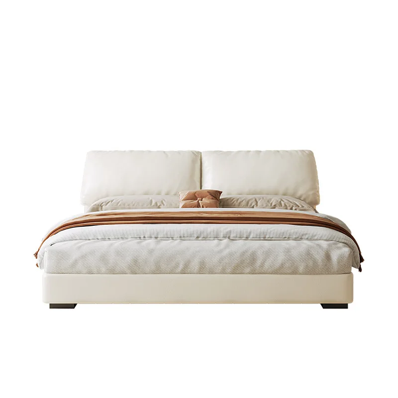 Leather bed light luxury storage high box with safe multi-function bed master bedroom bed 1.8m