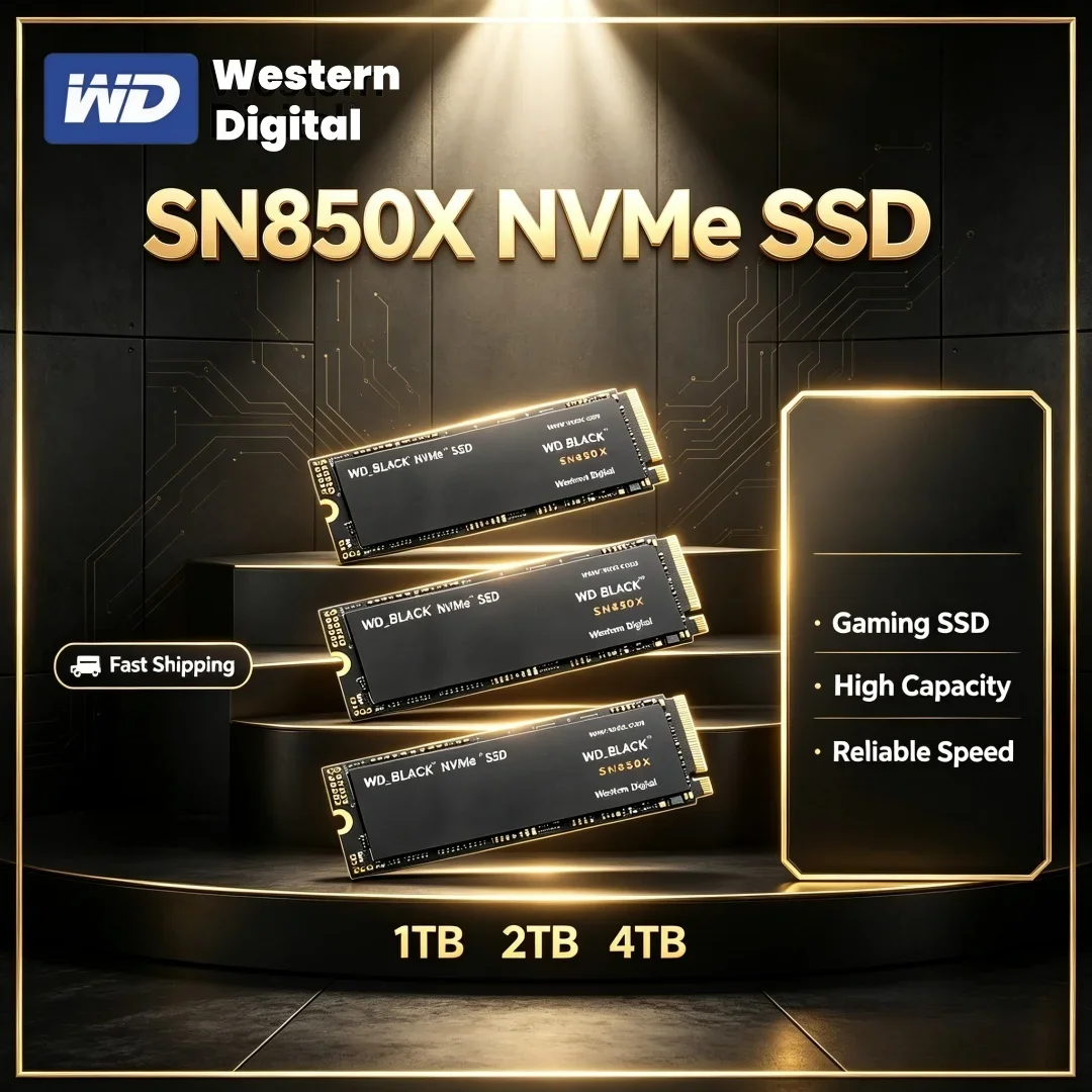 SSD para Jogos Western Digital SN850X WD BLACK M.2 2280 NVMe PCIe Gen 4.0x4, Unidades de Estado Sólido de 1TB, 2TB e 4TB para Laptop e Desktop