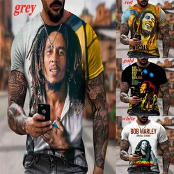 Summer Street Hip-hop Shirt Oversized Tops Cool Rock Bob Marley 3d Print Men's T-shirts O-neck Short Sleeve Tees Men Clothing