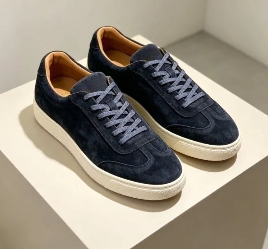 New Premium Men's Suede Splicing Casual Shoes Soft Comfortable Lace-up Sports Sneakers Fashion Lightweight Footwear
