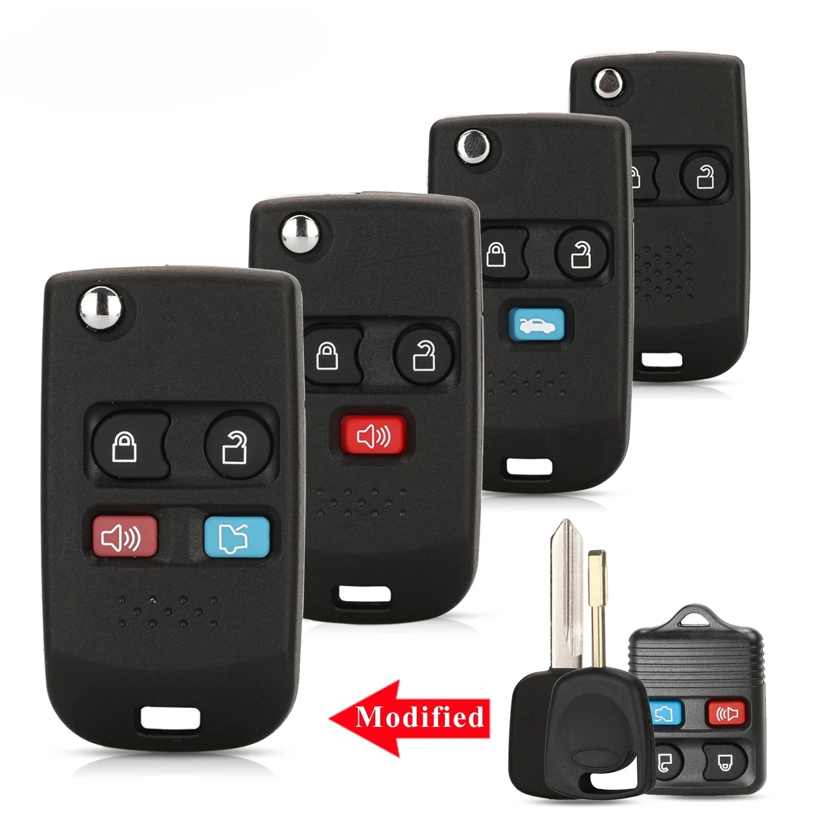 

Modified Flip Key Shell for Ford Edge Flex Explprer Escape Expedition Focus Lincoln Mercury Navigator Remote Fob Case