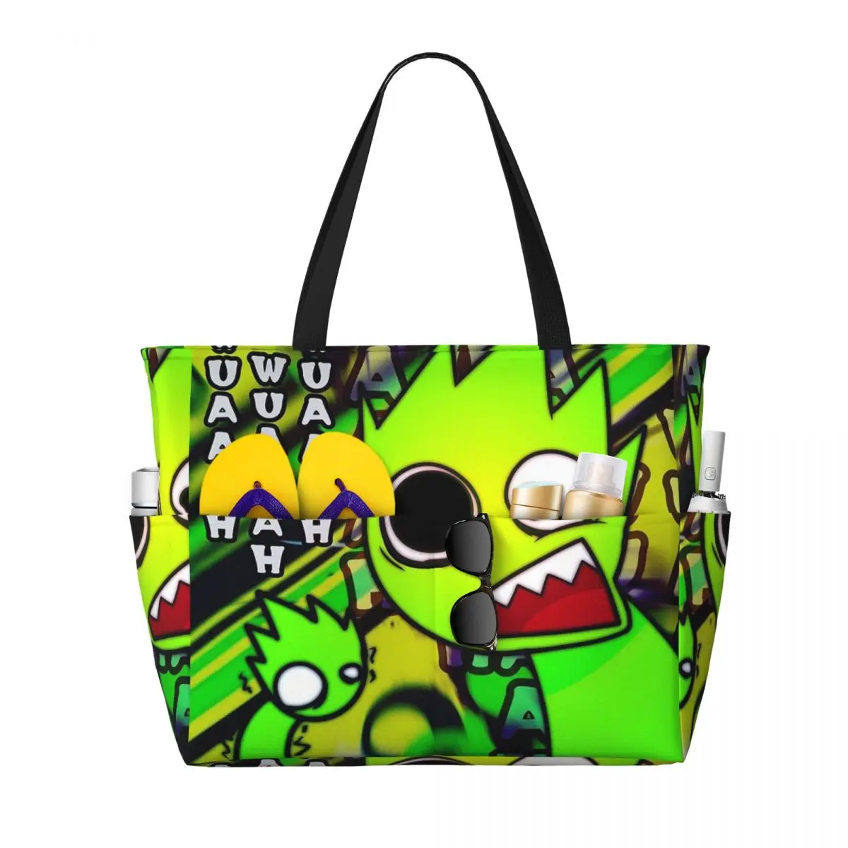 

Sprunki Cartoon Incredibox Game Beach Tote Bag Sport Gym Yoga Duffle Large Tote Bag Women Travel Bag Fitness bag