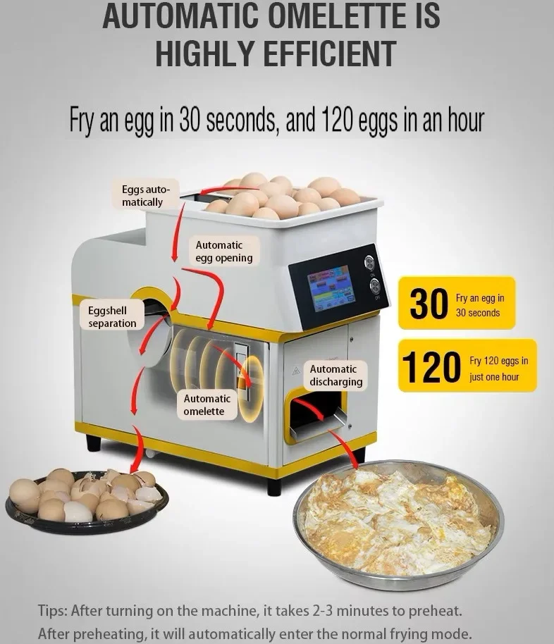 

Automatic Multi Functional with Double Side Frying 2500W 120eggs/h Omelette Maker Egg Fryer Omelet Fryer Egg Frying Robot