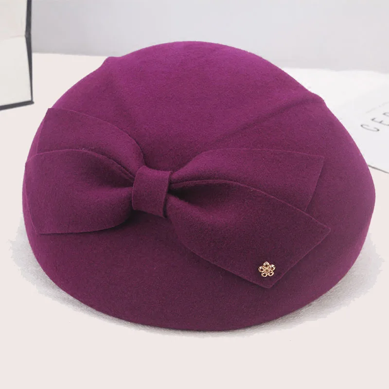 

Шапки-береты из 100% шерстяного войлока, винтажные английские шапки стюардесс, зимние теплые кепки художника, высококачественные корейские федоры для свадеб и вечеринок