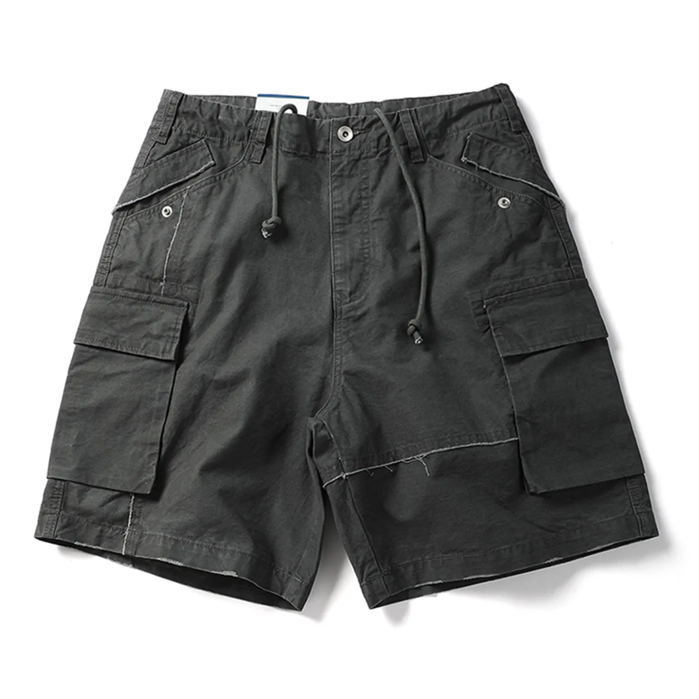 

American Heavyweight Retro Waed Multi-ket Workwear orts Men's Trendy Brand Summer Pure Cotton Loose Wide-Leg Five-Quar...