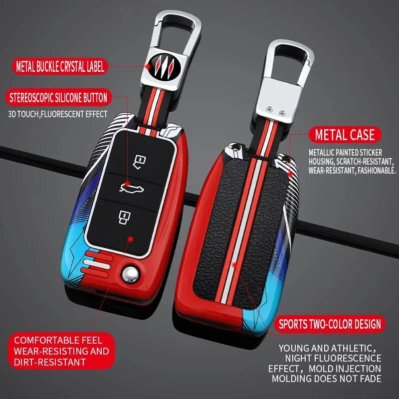 Metal Car key case cover for MG MG3 MG5 MG6 MG7 MG ZS GT GS for Roewe RX5 350 360 750 Flip Key Protector Shell Fob Accessories
