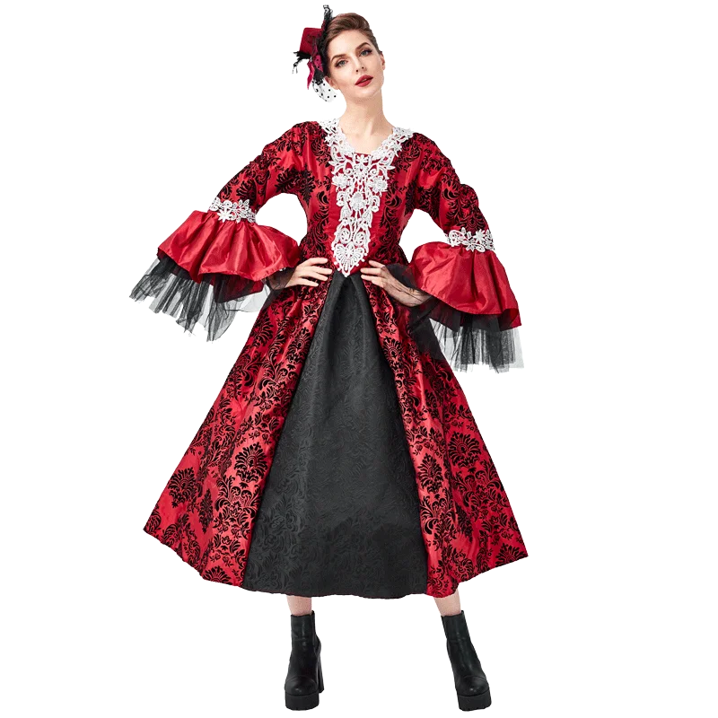 زي مصاص دماء للهالوين، ملابس حفلات التنكر، زي متناسق للأب والابن، فستان قصر العصور الوسطى، زي نسائي تقليدي