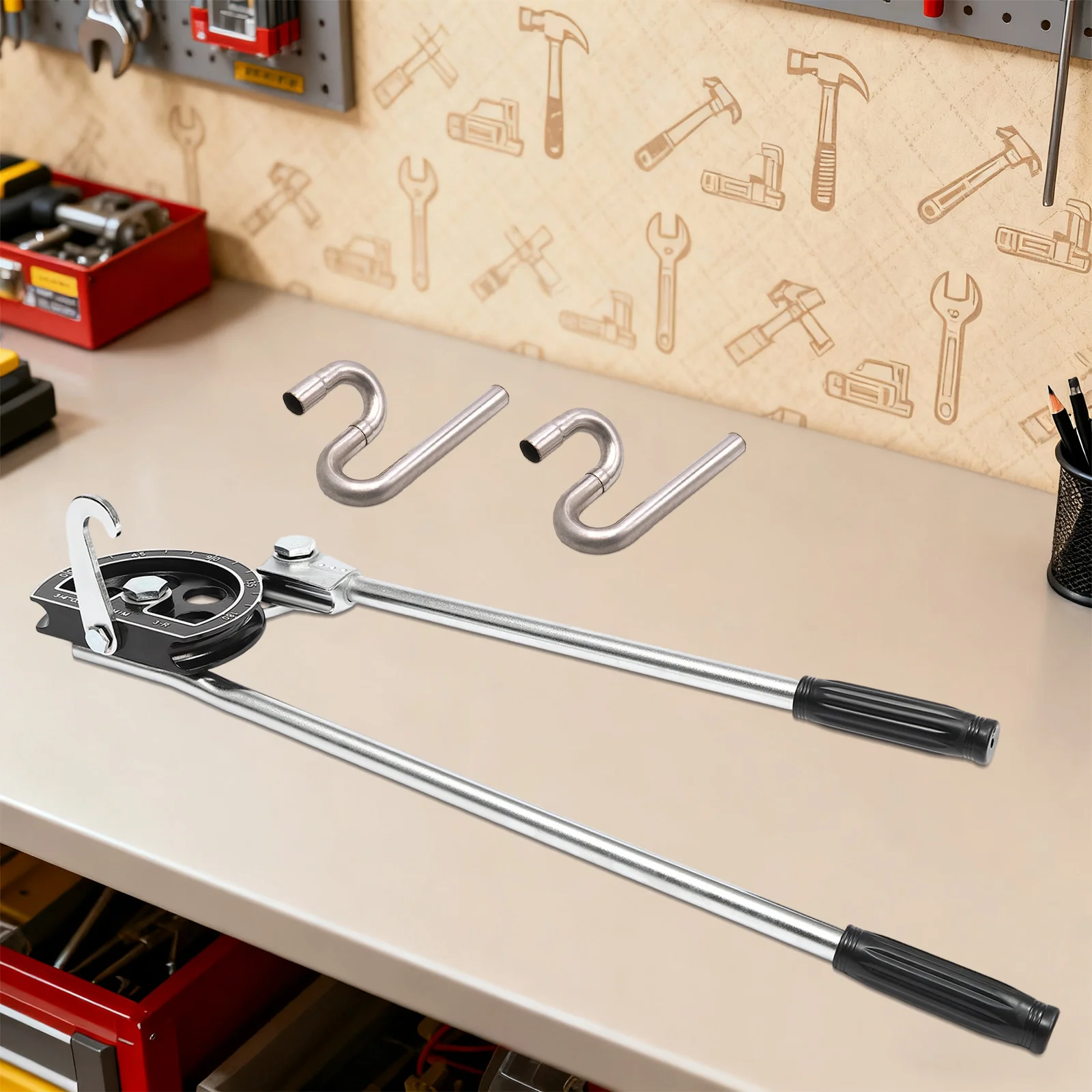 수동 튜브 파이프 벤더 3/4인치 5/16인치 180도 알루미늄 스틸 배관 공구 (구리, 알루미늄 파이프용)