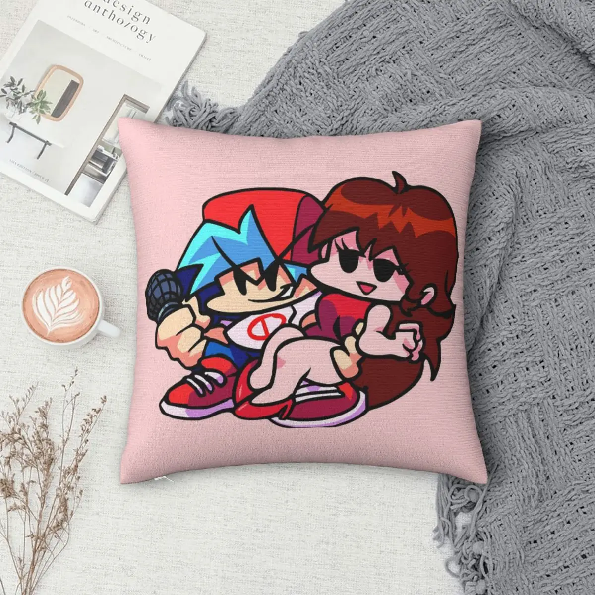 Boyfriend FNF Friday Night Funkin Game Square Pillowcase Pillow Cover Cushion Decor Comfort Throw Pillow for Home Sofa
