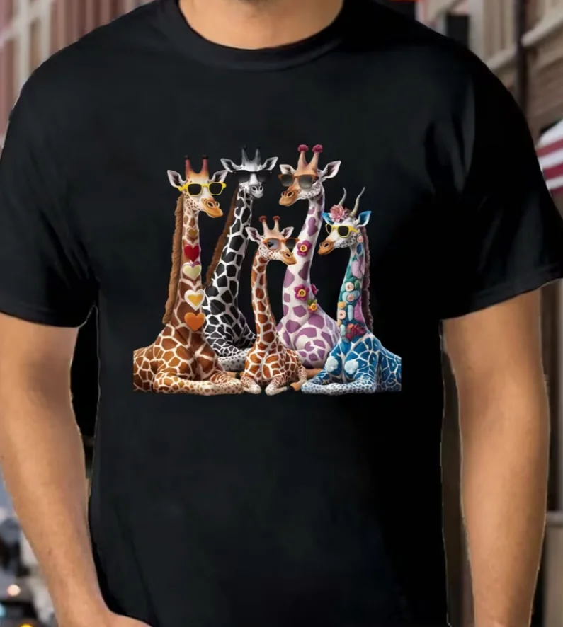 Outdoor Sports Activities - Übergrößes T-Shirt mit Giraffen-Print für Herren,