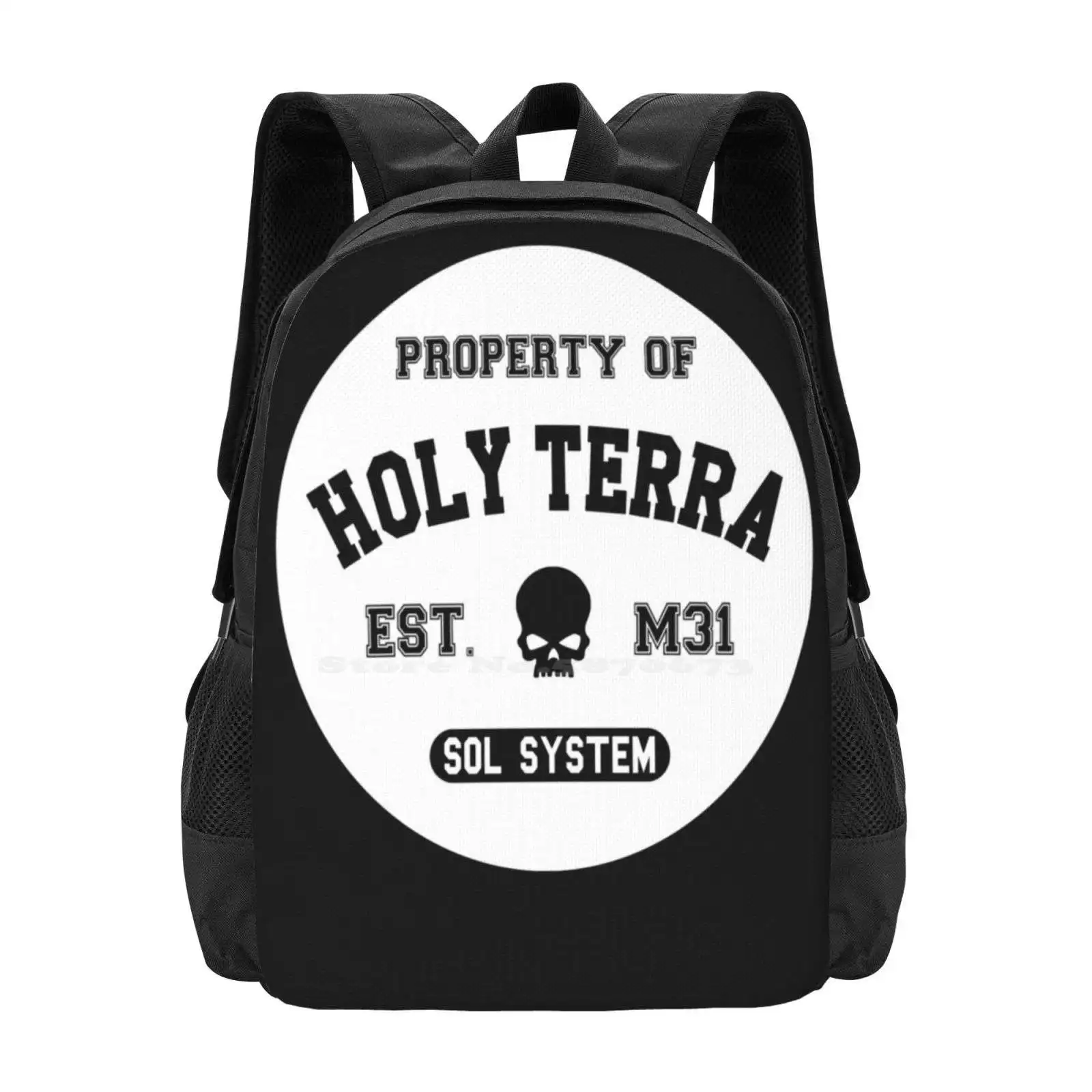 Mochila de diseño con estampado 3D de la propiedad de Terra, bolso para estudiantes, color negro