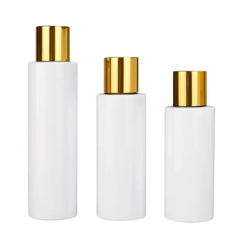 

20Pcs Plastic Bottle White Empty Gold Lid Black Pump 100ML 120ML 150ML Cosmetic Packaging Container Refillable Toner Bottles
