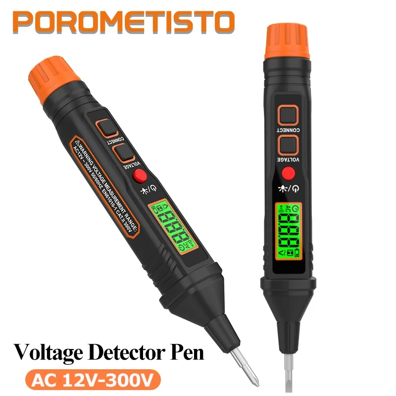 Non-Contact Voltage Tester AC 12V-300V Electrical Pen with LCD Display and Buzzer Alarm, Wire Breakpoint, Live/Null Wire Tester