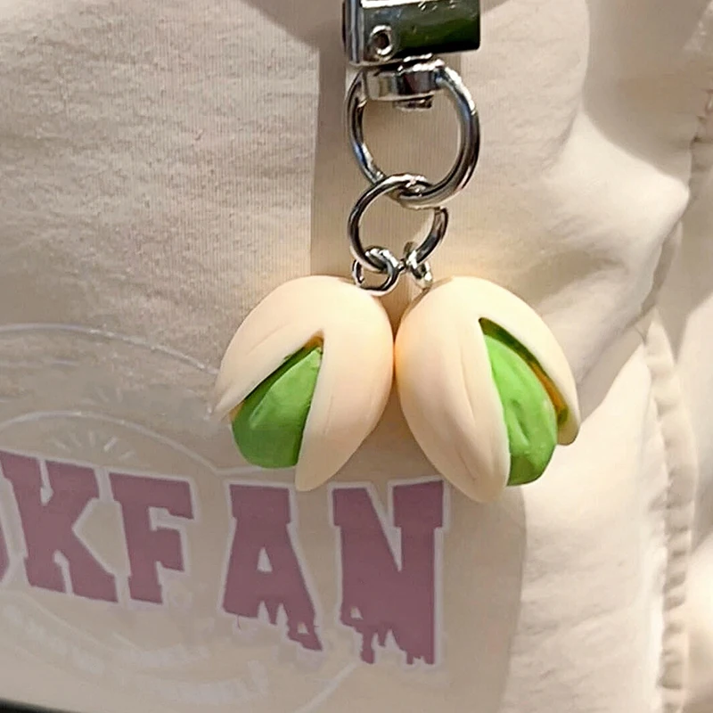 1:1 Pistachio Keychain Creative Food Series Personality Backpack Pendant Cute Lady Pendant Trinket Simulation Food