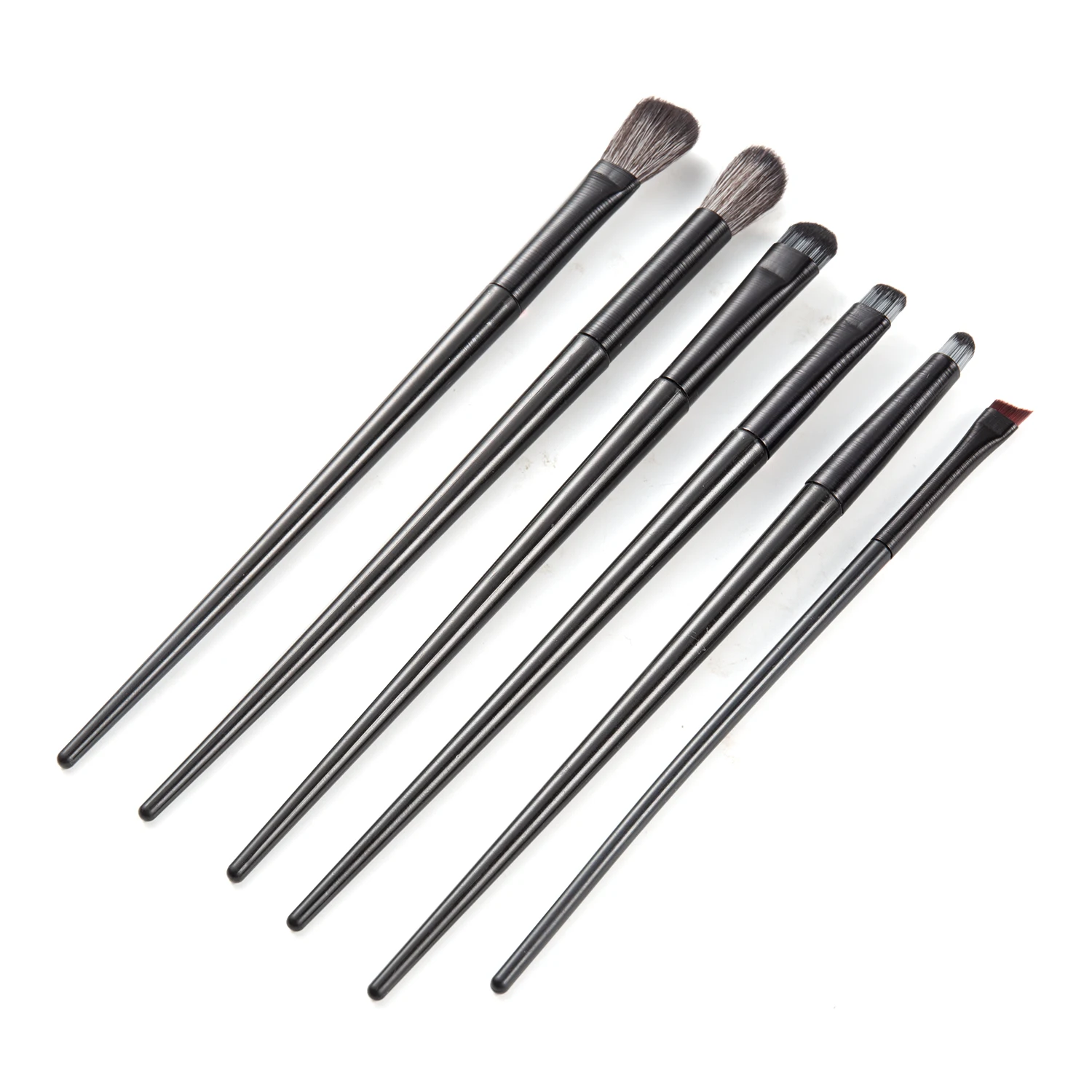 6 szt. Naturalnych pędzli do makijażu oczu, zestaw do blendowania cieni, konturowania brwi, eyelinera i precyzyjnych zdobień dla kobiet, do codziennego użytku, narzędzia kosmetyczne.