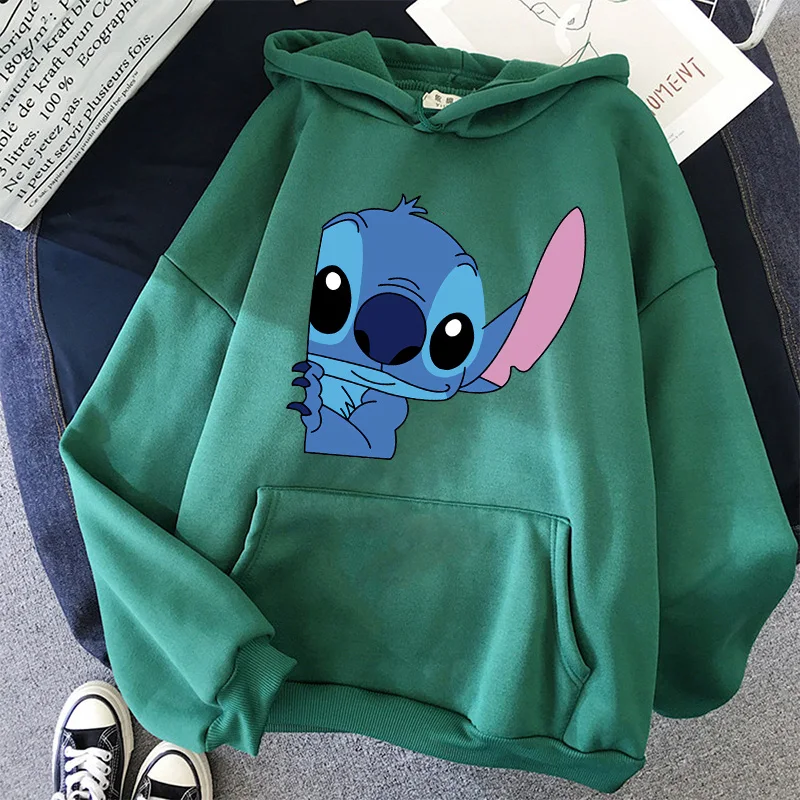 

2024 streetwear Unisex Winter Disney Stitch Hoodies Women Harajuku Cute Anime Sweatshirt Manga Streetwear Hoody Female