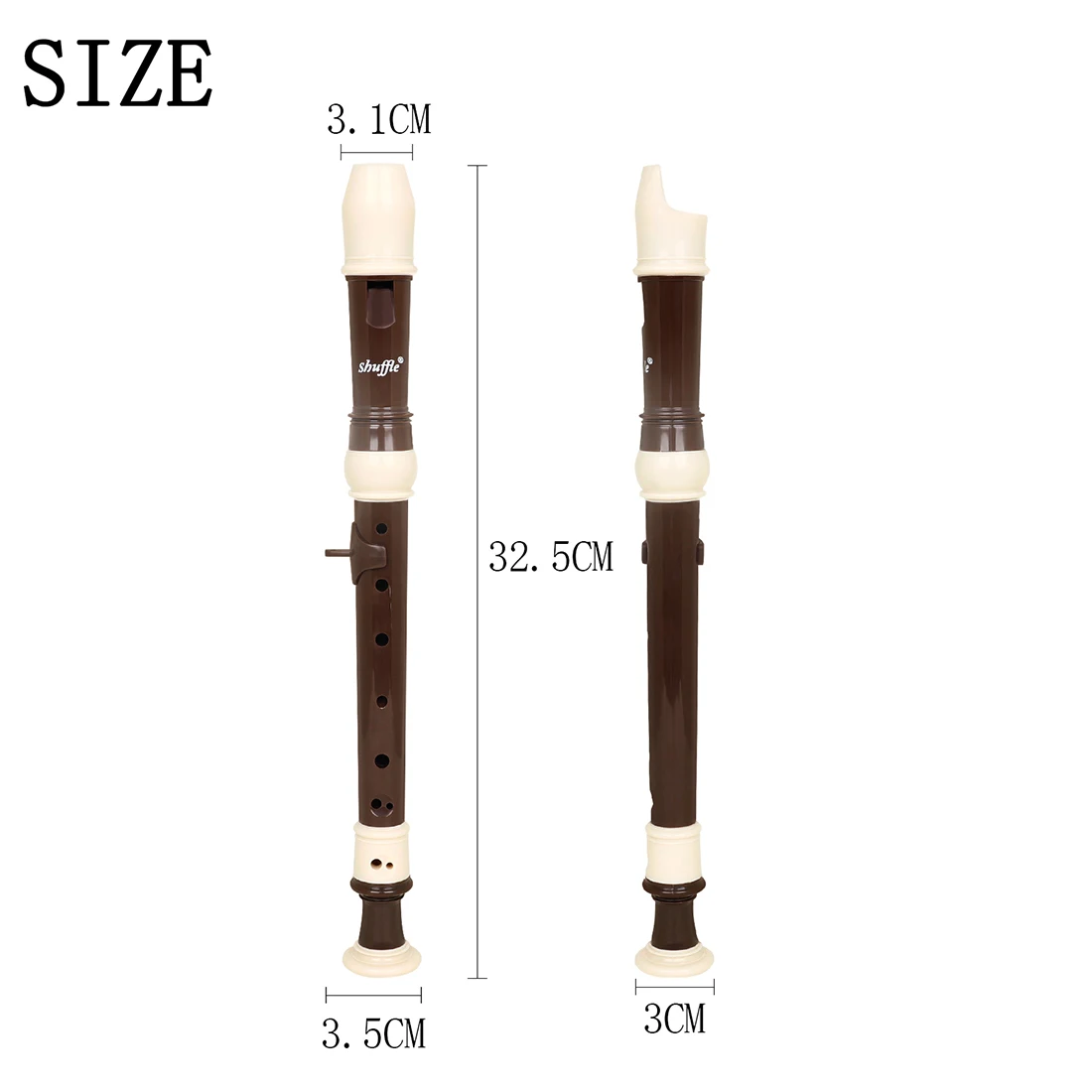 Shuffle 8 Hole Recorder Baroque Style Coffee Color Flute ABS Woodwind Instrument Detachable Recorder with Cleaning Stick